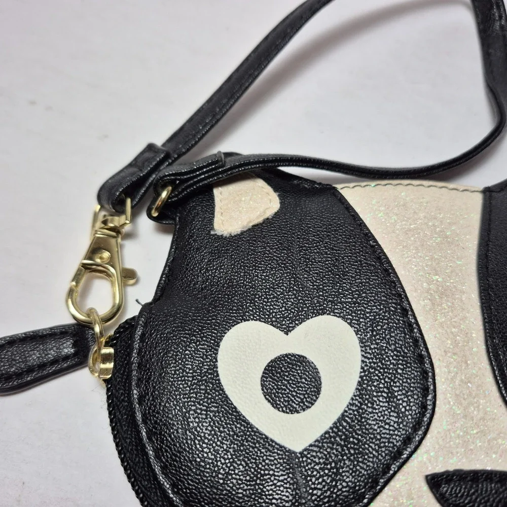 Betsey Johnson Black White Dog Puppy Sparkle Coin Purse Wristlet 4